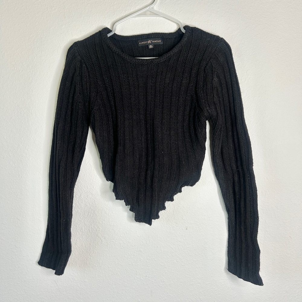 Almost Famous Black Ribbed Sweater